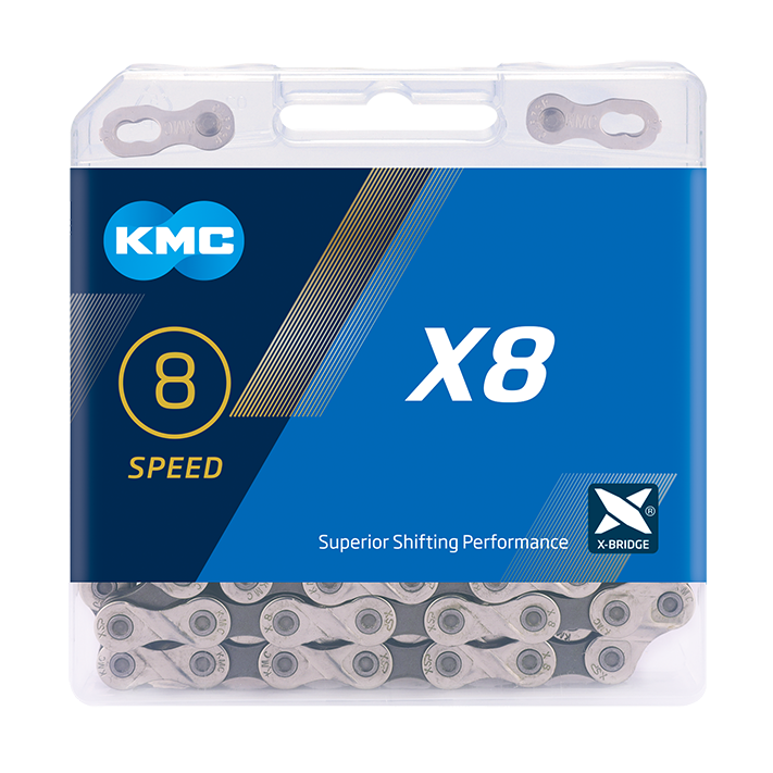 Łańcuch KMC X8 Silver/Grey – 6/7/8 rz.