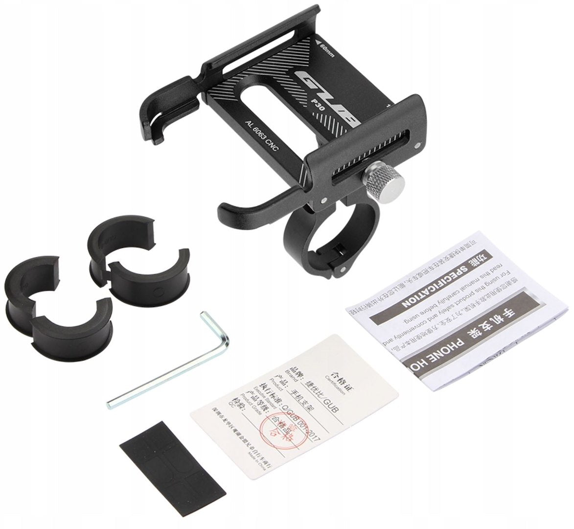 Uchwyt rowerowy na telefon GUB P30 – aluminiowy, czarny