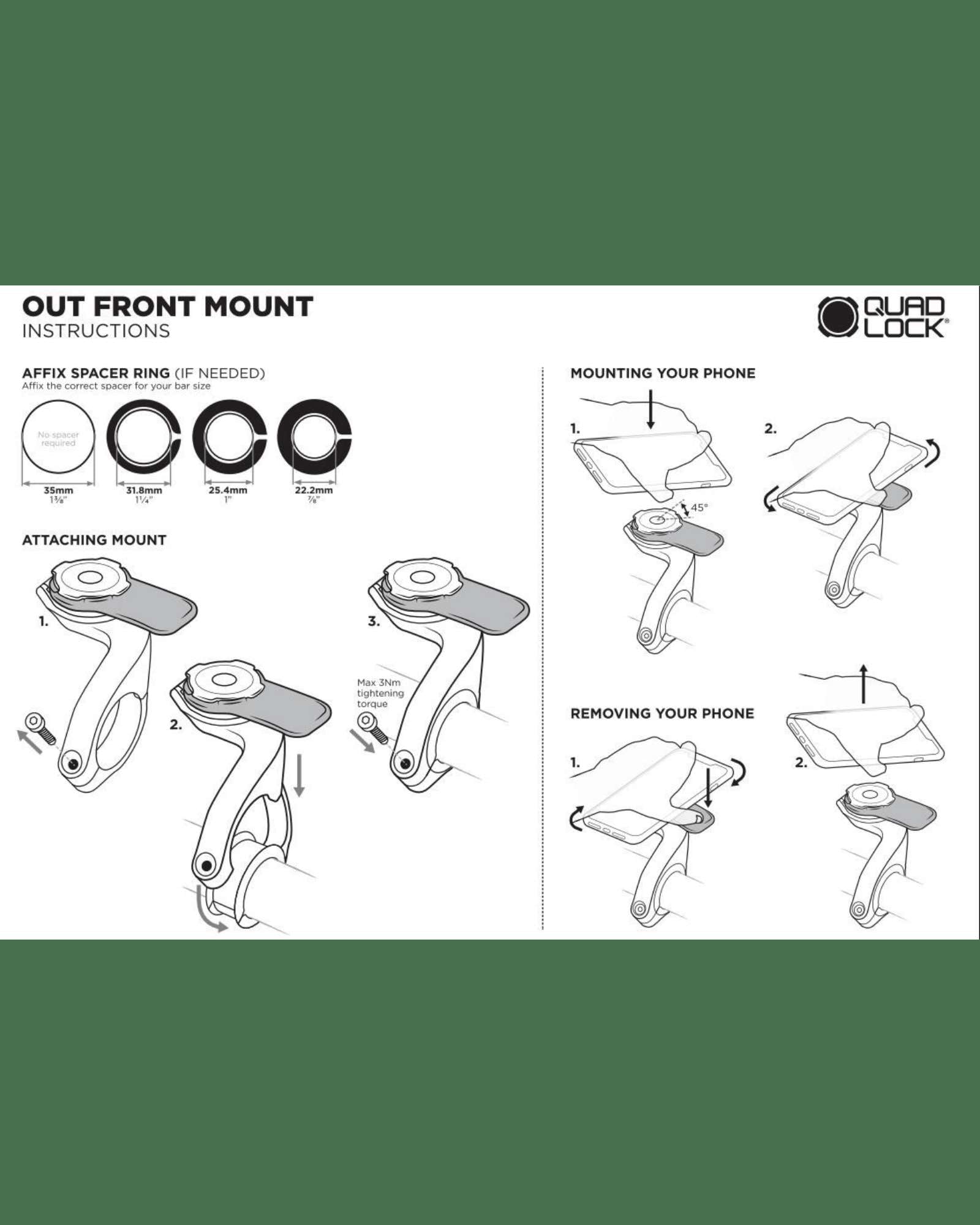 Uchwyt na telefon Quad Lock Out Front Mount (V2) - Najs Bike