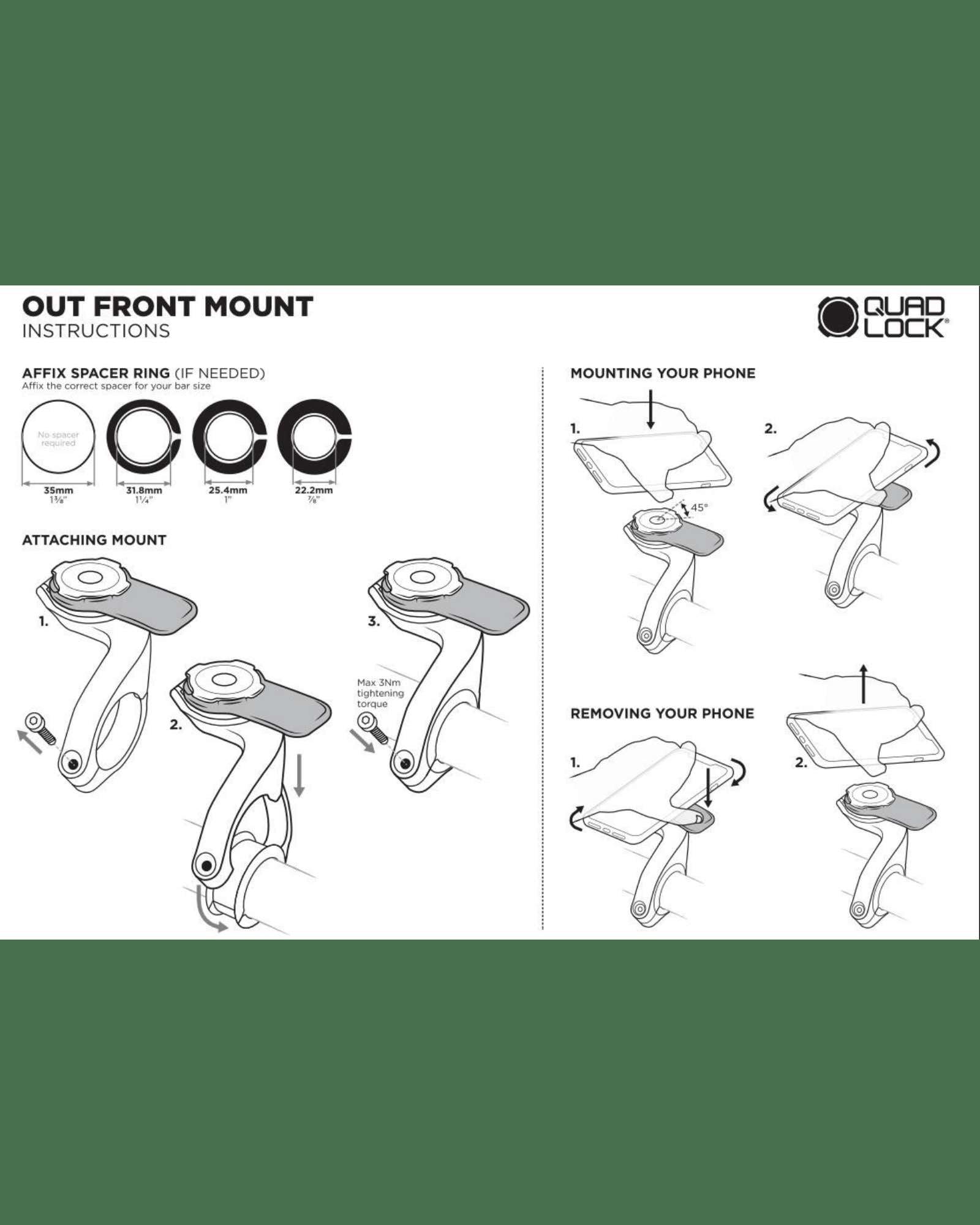 Uchwyt na telefon Quad Lock Out Front Mount (V2) - Najs Bike