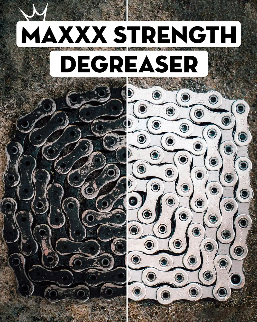 Peaty's XXX Solvent Degreaser – łańcuch przed i po | Najs Bike
