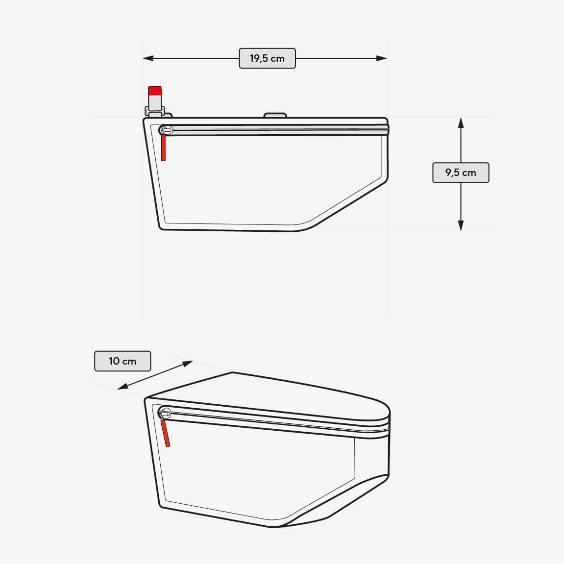 Wymiary Cyclite Handle Bar Bag Nano: 19,5 x 10 x 9,5 cm