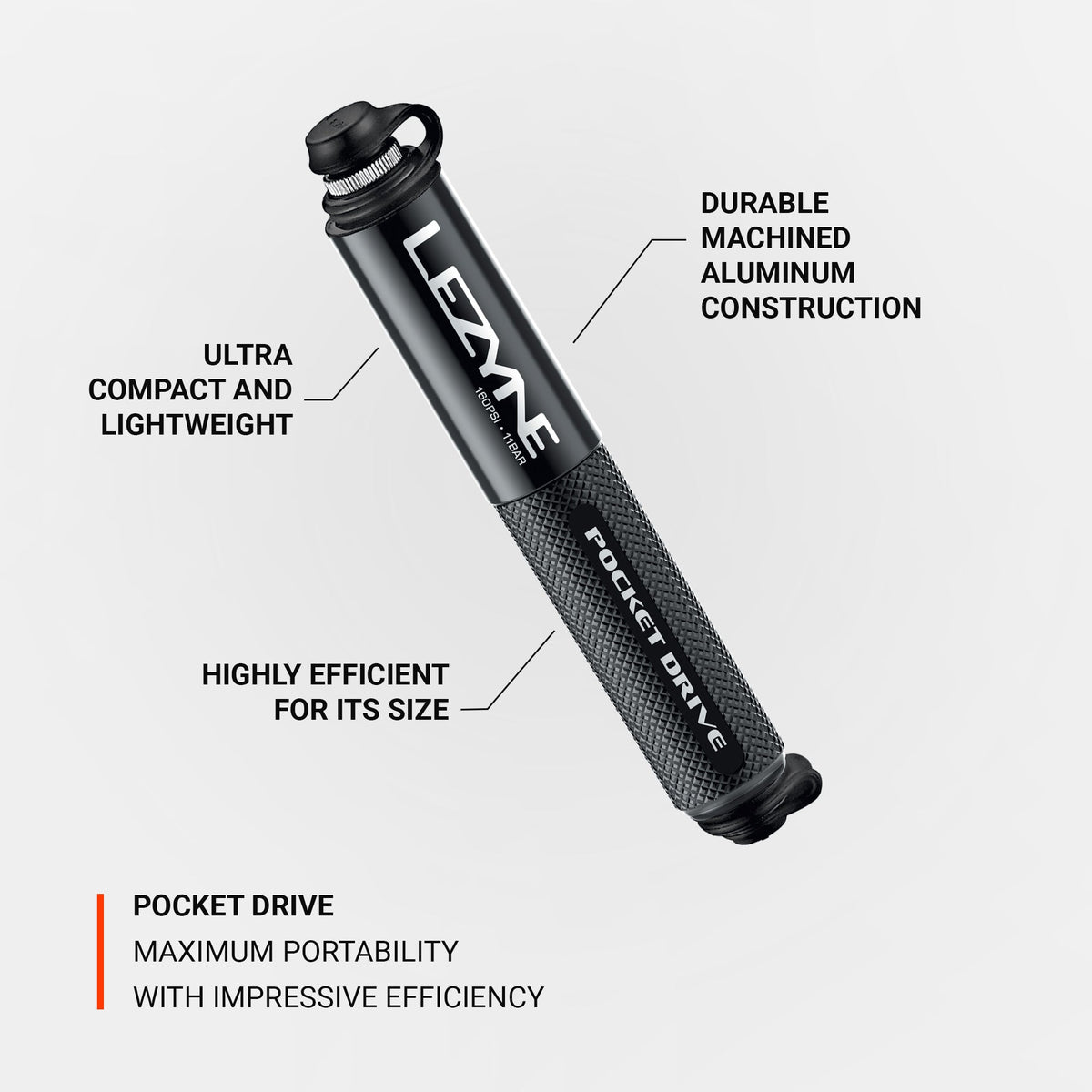 Mini pompka Lezyne Pocket Drive – cechy | Najs Bike
