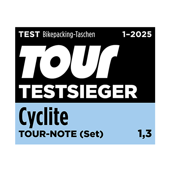 TOUR Testsieger 1/2025: torby bikepackingowe Cyclite, ocena 1,3