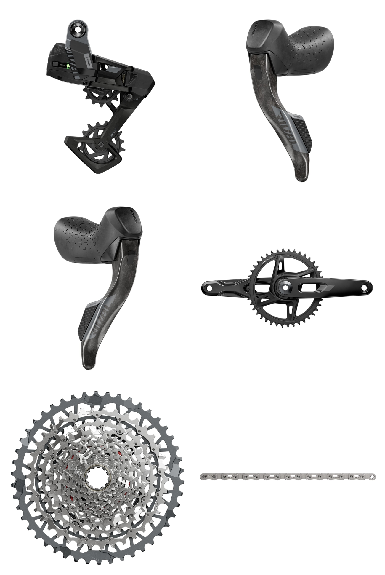 Napęd SRAM Rival XPLR AXS E1 1x13 42T - kolaż komponentów
